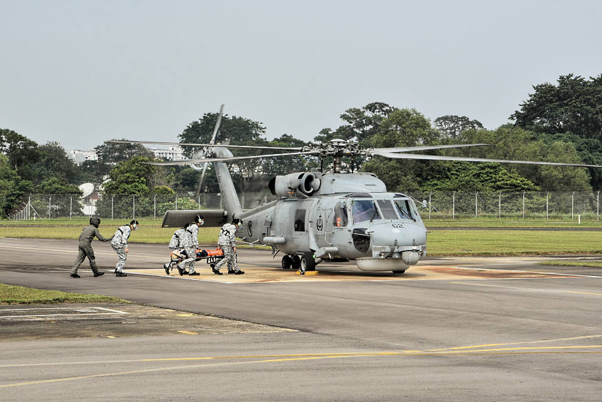 Transferring the simulated casualty to a naval helicopter, an organic asset to our frigates.