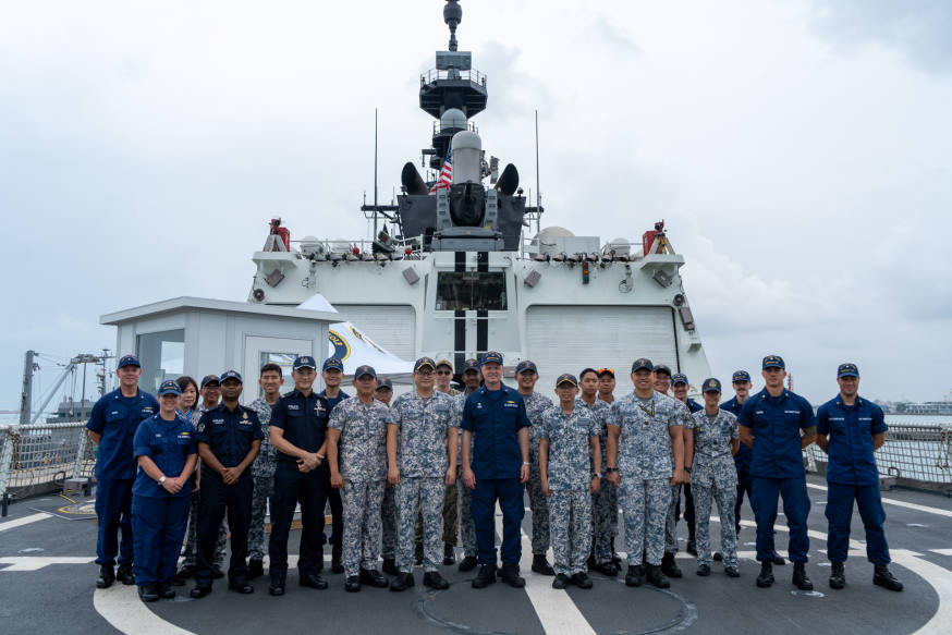 USCGC Bertholf hosting some of our RSN and PCG personnel onboard for a ship tour and lunch as part of the shore program.