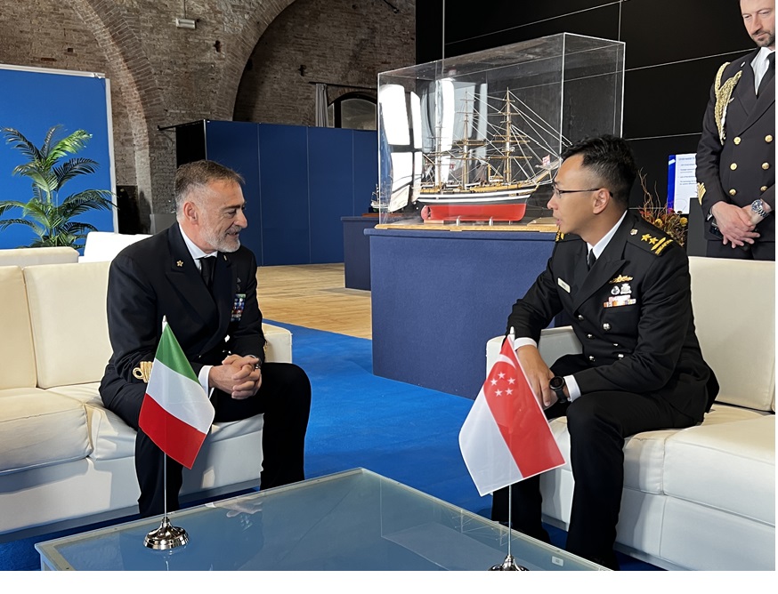 RADM Wat (right) met with the Chief of the Italian Navy ADM Enrico Credendino (left) while he was in Venice, Italy.