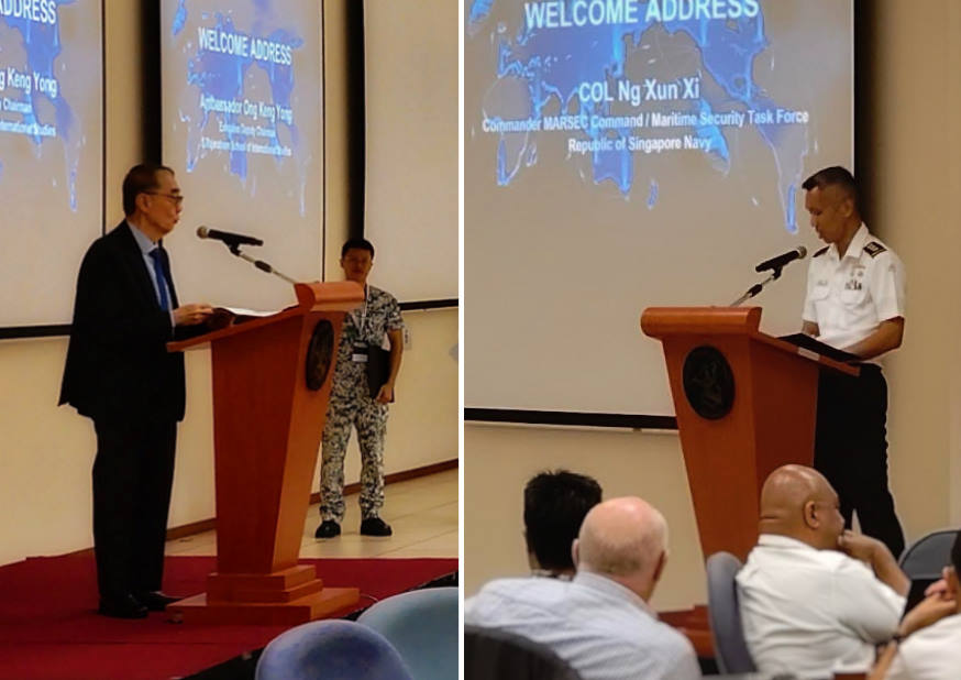 Both Commander MARSEC Command from our Singapore Navy, COL Ng Xun Xi (right) and Executive Deputy Chairman of the RSIS, Ambassador Ong Keng Yong (left) opened the 12th RMPP with their respective welcome speeches.