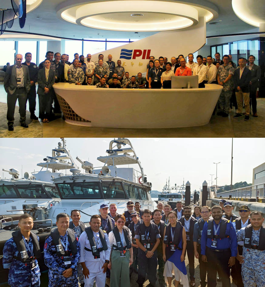 Participants having an experiential visit to the head office of the Pacific International Lines and also toured on board the X-Tron, an electric port passenger vessel.