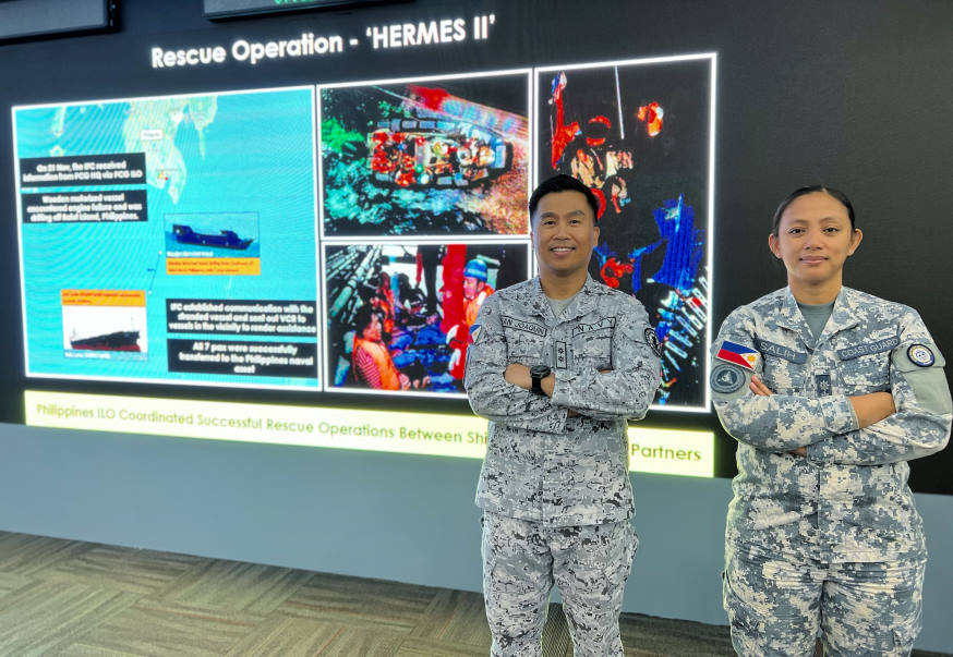 Philippine Coast Guard ILO CDR Salih and her counterpart ILO from the Philippine Navy CDR Arnold San Joaquin